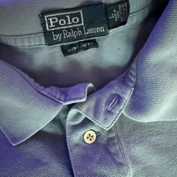 Polo Ralph Lauren Men's Blue with Salmon Logo, Large Custom Fit - Picture 3 of 4